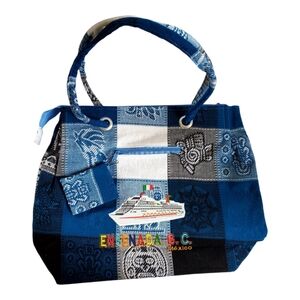 Ensenada Mexico Blue Patchwork Tote Bag